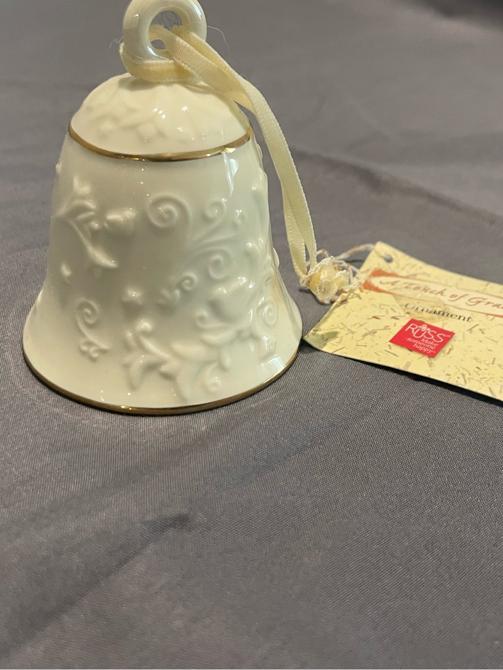 Russ Touch of Grace Ornament Tag in Cream and Gold